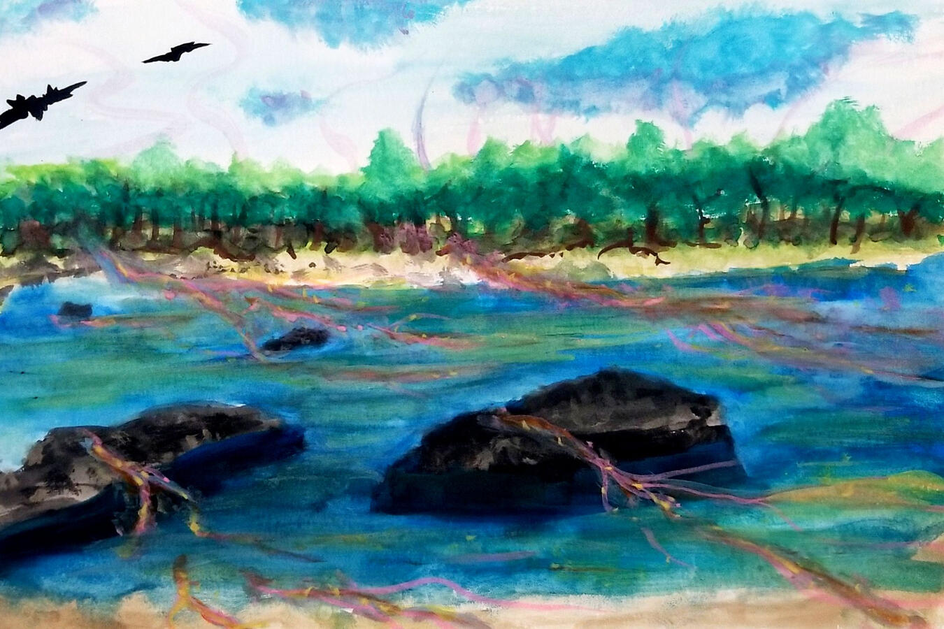 Pony Pasture. Watercolors with the real view there as well.